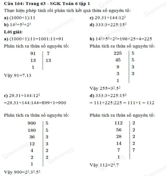 Giải toán lớp 6 tập 1 trang 63, 64 ôn tập chương 1