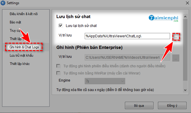 Change the destination of the chat file on UltraViewer