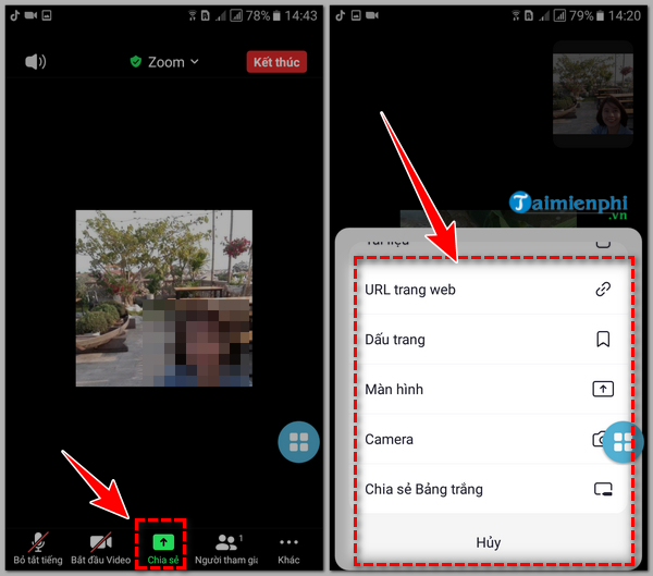 Cach chia se man hinh tren Zoom tren dien thoai