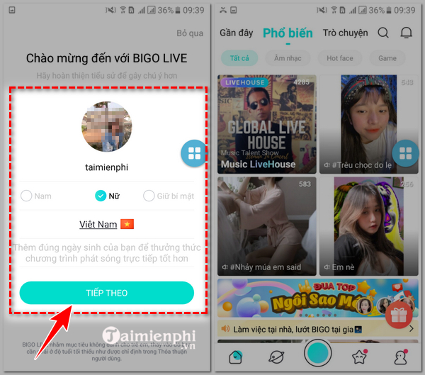 tao tai khoan Bigo Live