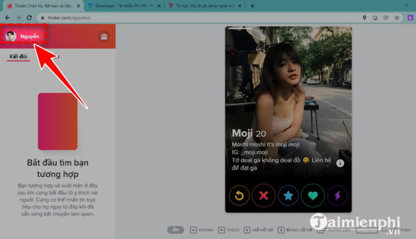 Tam dung tai khoan Tinder