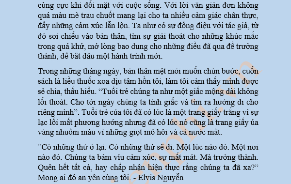 Chia se ve mot cuon sach ma em yeu thich hoac mot cuon sach da lam thay doi nhan thuc hoac cuoc song cua em