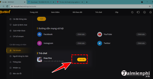 Cach lien ket Booyah! live voi tai khoan Free Fire