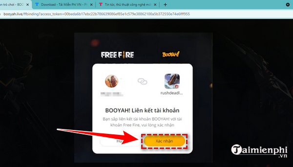 ket noi tai khoan Free Fire tren app BOOYAH
