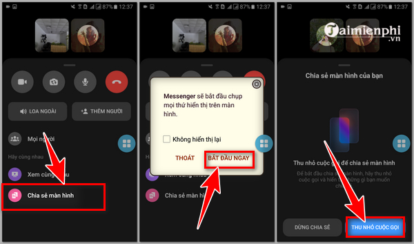 Cách chia sẻ màn hình khi gọi Messenger iPhone