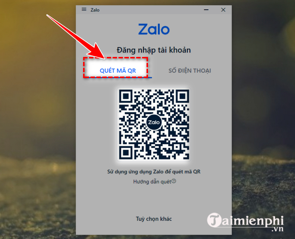 Dang nhap Zalo tren may tinh bang ma QR