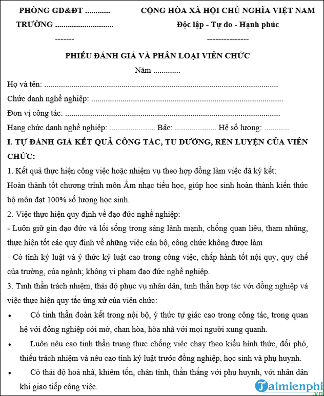mau phieu danh gia va phan loai vien chuc