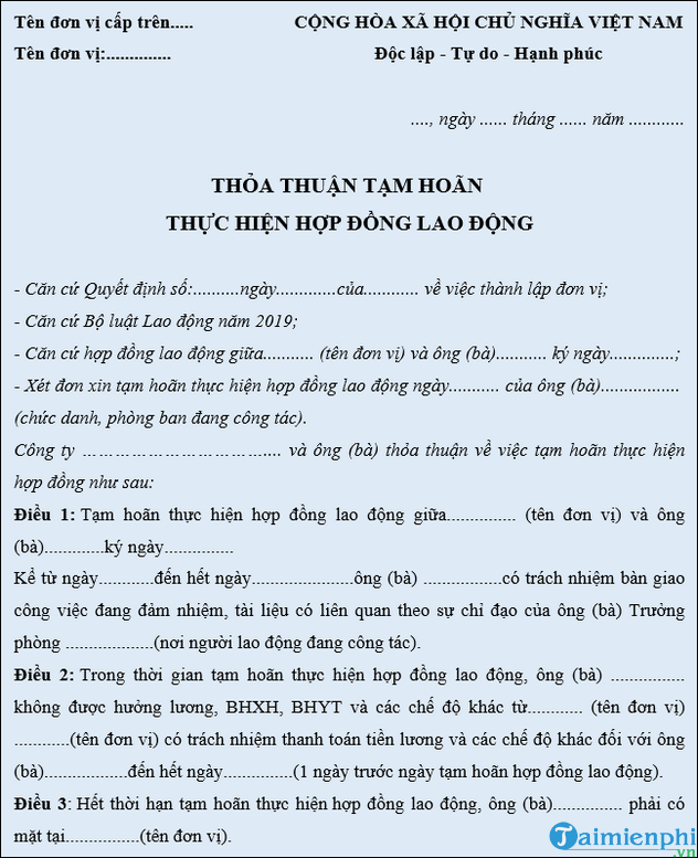 Mau tam hoan hop dong va nghi khong luong