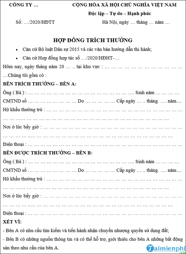 mau hop dong trich thuong moi nhat 3