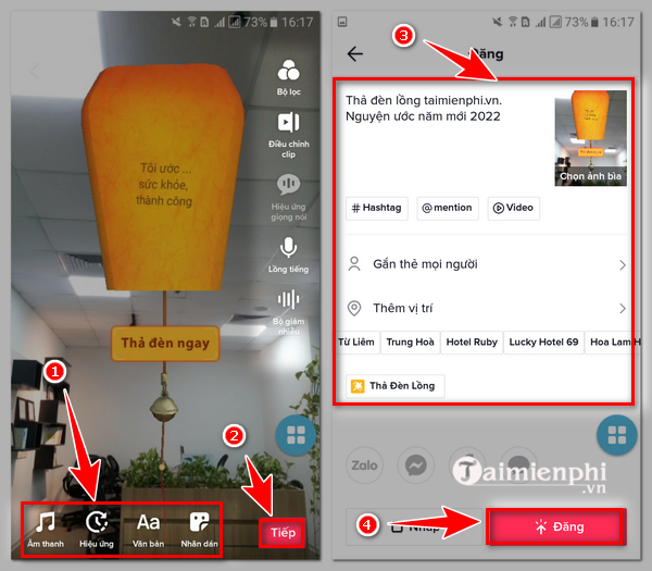 Tao video TikTok tha den long