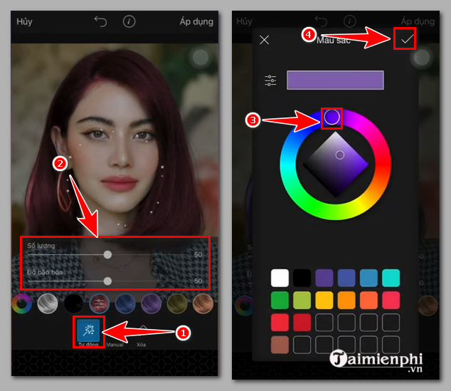 Cách đổi màu tóc bằng PicsArt trên điện thoại Android, iPhone