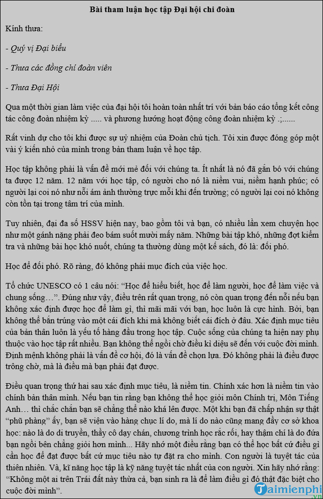 Tham luan ve hoc tap ngan gon