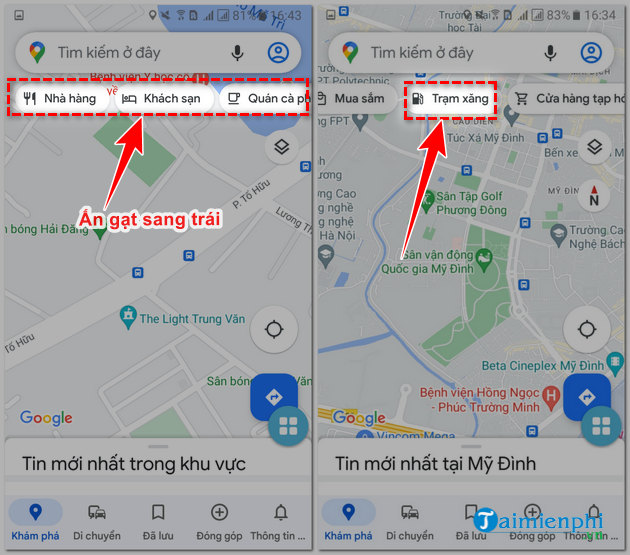 Tim cay xang tren Google Map