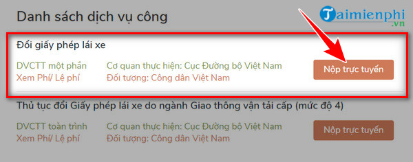 doi giay phep lai xe online tai nha