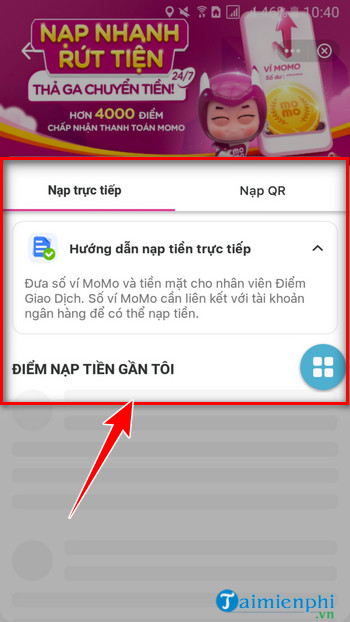 cac cach nap tien vao vi momo