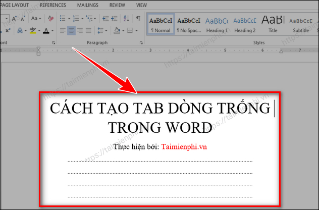 tao dau 3 cham trong word