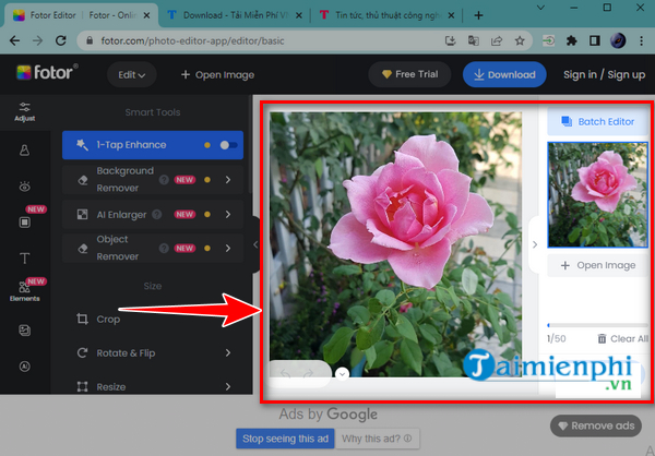 cach doi mau hinh anh trong Fotor