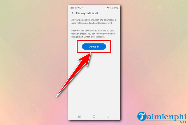 Reset dien thoai Samsung