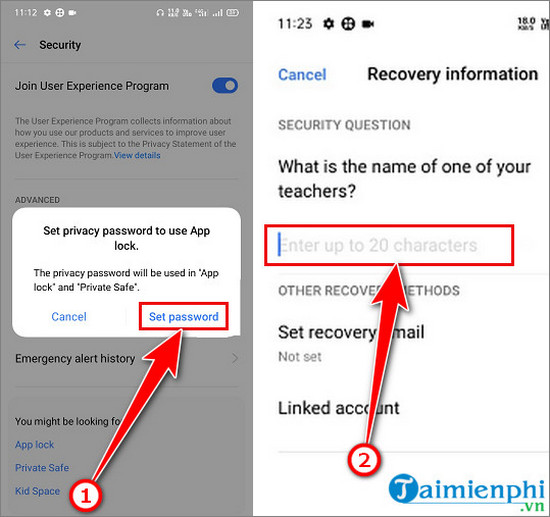 khoa ung dung tren dien thoai android