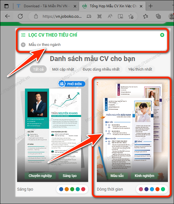 tao cv xin viec online