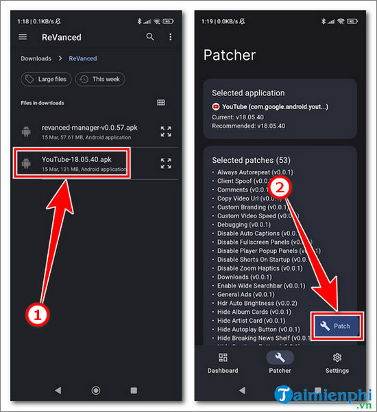 Tai va su dung Youtube Revanced tren dien thoai khong loi tai khoan
