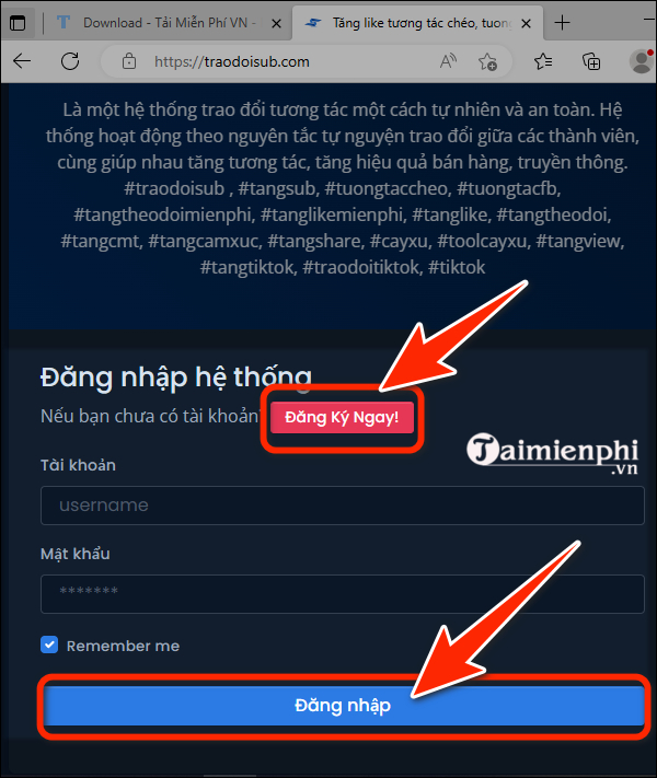 web tang follow tiktok