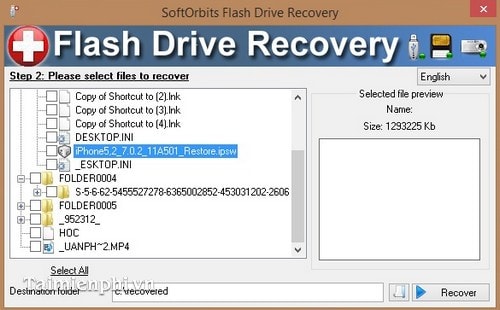 Khôi phục dữ liệu đã xóa trên Usb với SoftOrbits Flash Drive Recovery