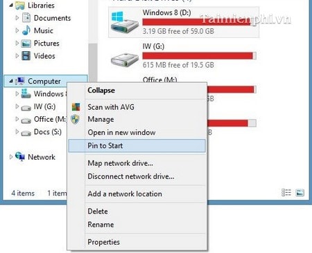 Đưa My Computer ra ngoài màn hình Start Screen trên Windows 8