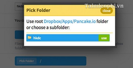 Tạo tên miền tĩnh trong Dropbox với Pancake