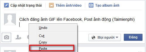 Cách đăng ảnh GIF lên Facebook, Post ảnh động