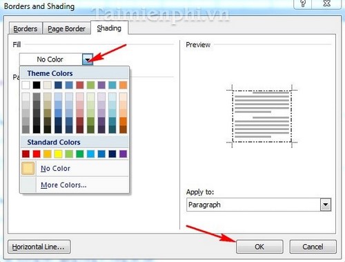 Đổ màu nền cho đoạn văn bản được tạo viền trong Word