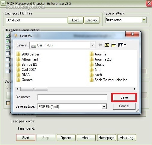 Gỡ, xóa bỏ mật khẩu PDF bằng PDF Password Cracker