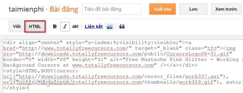 Làm con trỏ chuột độc đáo trên Blog