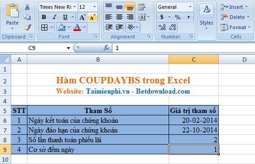 Excel - Hàm COUPDAYBS trong Excel, Ví dụ và cách dùng