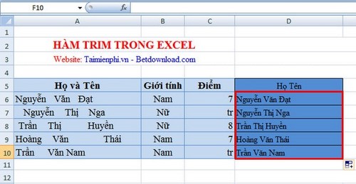 Hàm Trim Trong Excel, Hàm Loại Bỏ Khoảng Trống Trong Văn Bản