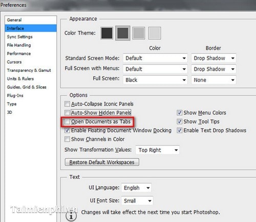 Photoshop - Khắc phục lỗi Document và các file mới luôn mở trong các Tab