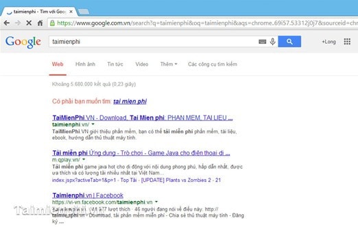Google Chrome – Sử dụng chức năng tìm kiếm