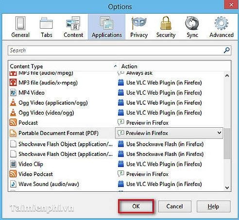 Đổi cách mở file PDF trên trình duyệt Firefox bằng phần mềm khác