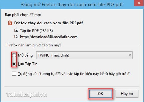 Đổi cách mở file PDF trên trình duyệt Firefox bằng phần mềm khác