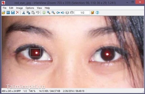 Sửa lỗi mắt đỏ bằng IrfanView