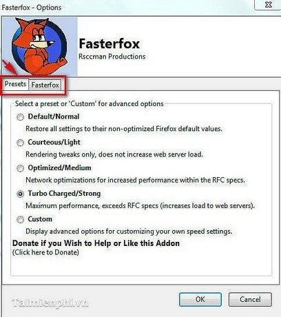 Tăng tốc Firefox bằng Fasterfox