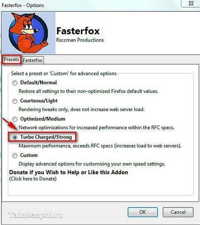 Tăng tốc Firefox bằng Fasterfox