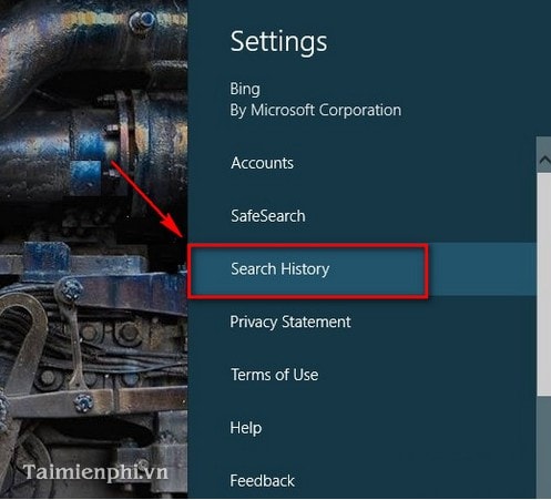 Tắt và xóa lịch sử tìm kiếm Bing Search trên Windows 8/8.1