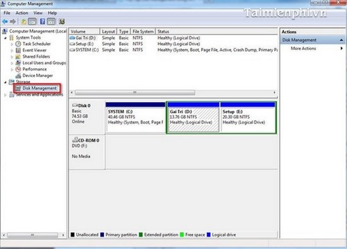 Truy cập Disk Management trên Windows 7/8