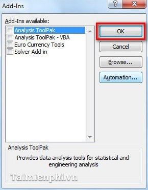 Excel - Cài đặt và gỡ bỏ Add In trong Excel 2010