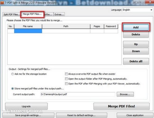 Cắt, ghép file PDF bằng 7-PDF Split & Merge