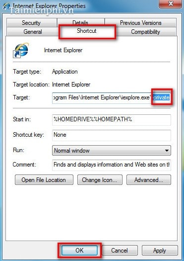 Internet Explorer - Lướt Web ở chế độ ẩn danh