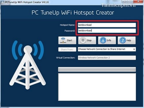 Tạo điểm phát Wifi trên laptop bằng Free WiFi Hotspot Creator