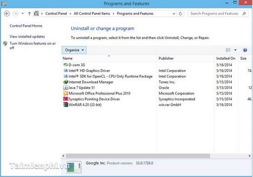 Cách gỡ bỏ một phần mềm trong Windows 8/8.1