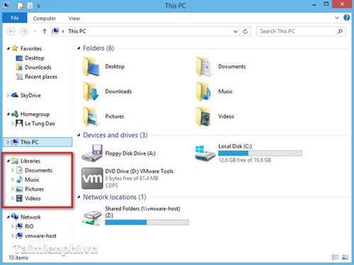 Cách hiện thư mục Library trên Windows 8.1
